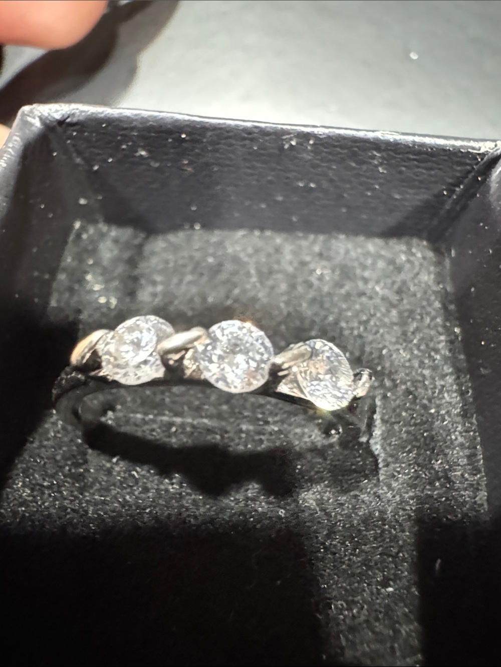Silver Three-Stone Sparkling Round CZ Ring